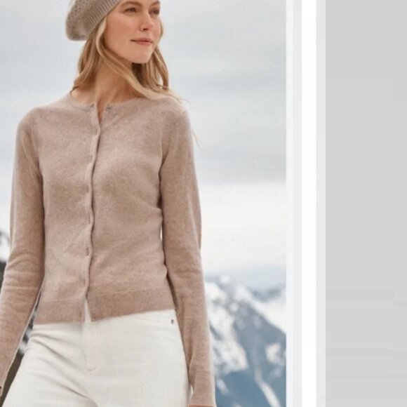 Garnet Hill Sweaters - Garnet Hill Essential Cashmere Retro Cardigan Sweater Oatmeal Heather XS